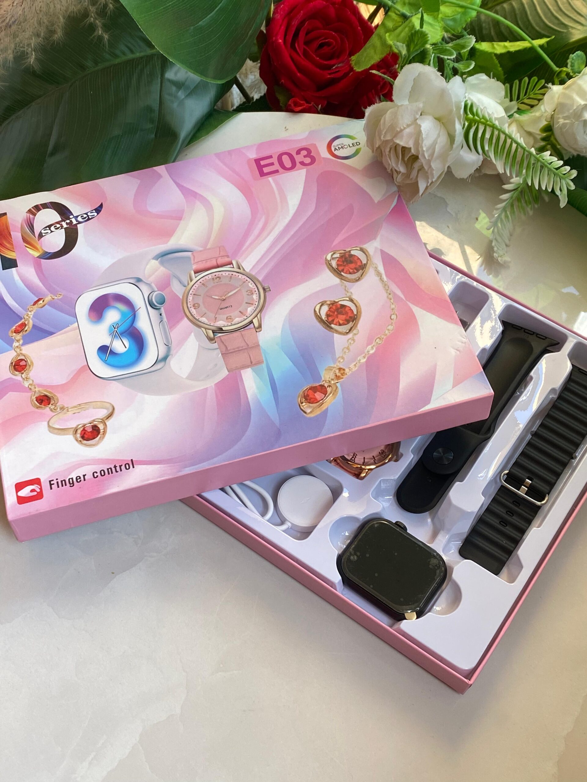 E03 LADIES SMART WATCH WITH EXTRA LADIES WATCH AND JEWELLERY - Image 2