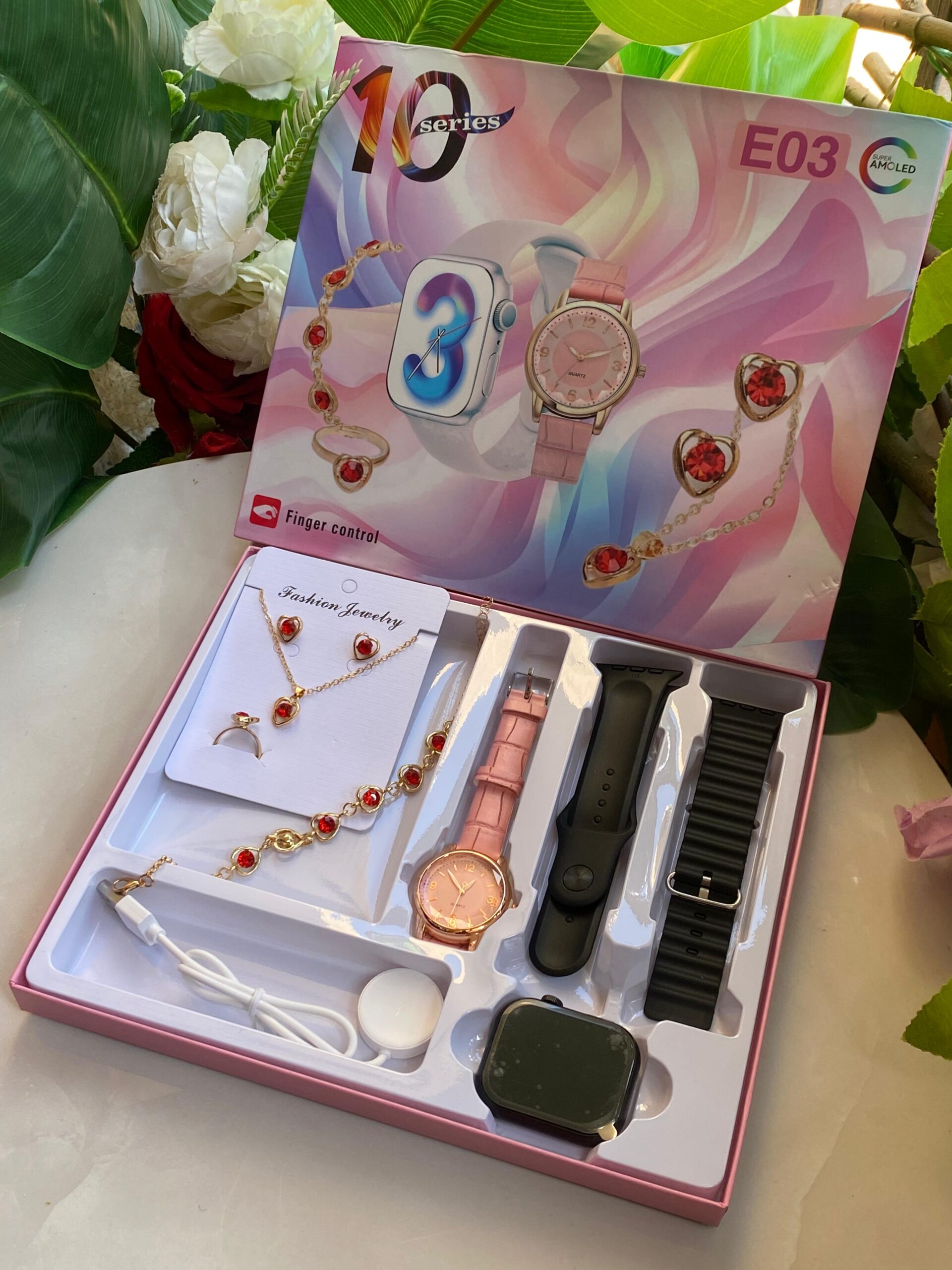 E03 LADIES SMART WATCH WITH EXTRA LADIES WATCH AND JEWELLERY - Image 3